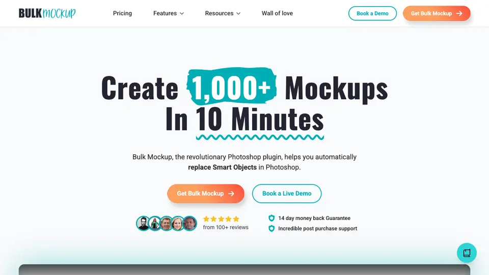 Screenshot of BulkMockup homepage, captured 2026-10-19