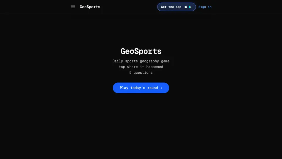 Screenshot of GeoSports homepage, captured 2026-10-19
