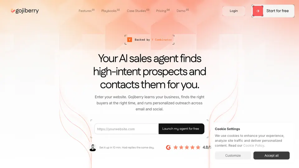 Screenshot of GojiBerry homepage, captured 2026-10-19