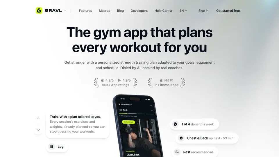 Screenshot of Gravl homepage, captured 2026-10-19