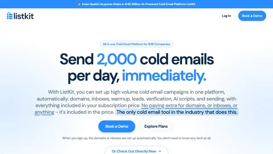 Screenshot of ListKit homepage, captured 2026-10-19