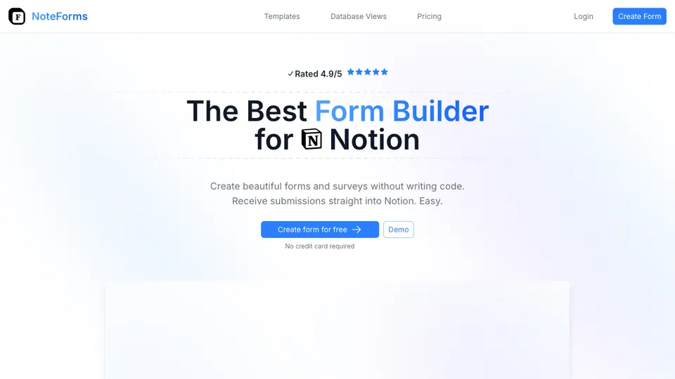 Screenshot of Notion Forms homepage, captured 2026-10-19