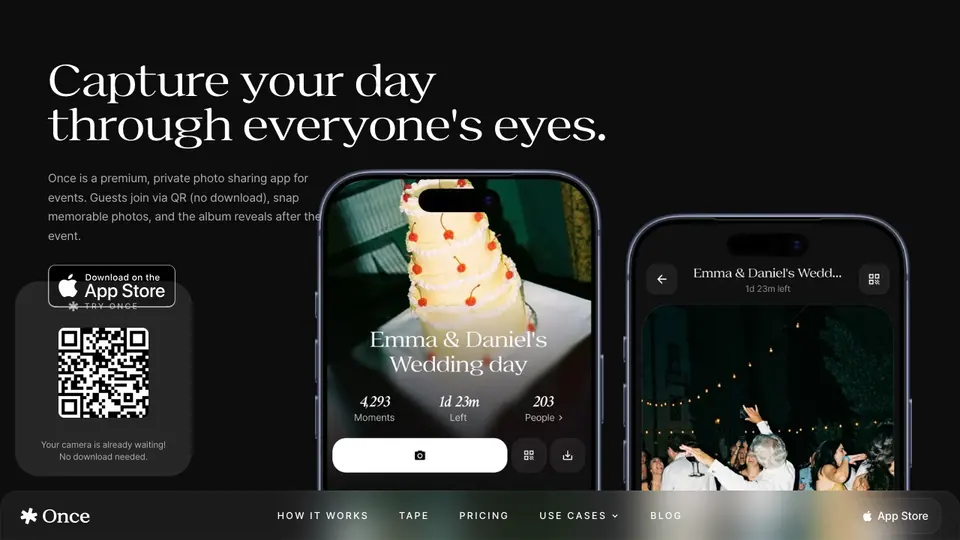 Screenshot of Once homepage, captured 2026-10-19