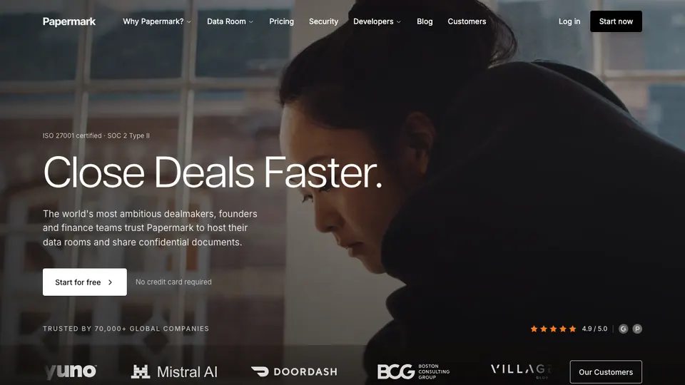 Screenshot of Papermark homepage, captured 2026-10-19