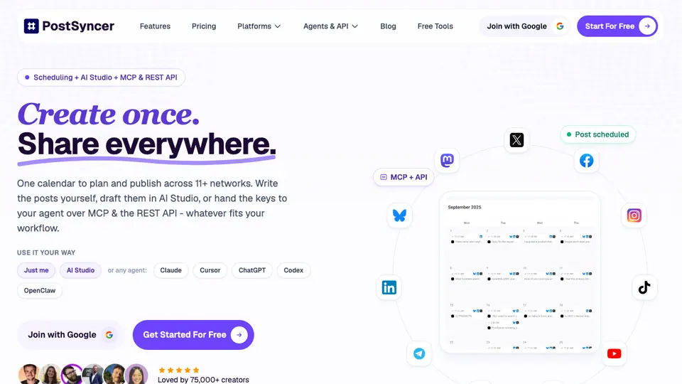 Screenshot of PostSyncer homepage, captured 2026-10-19