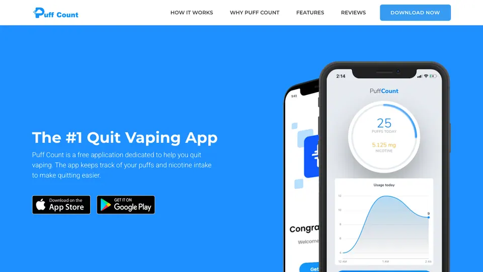 Screenshot of Puff Count homepage, captured 2026-10-19