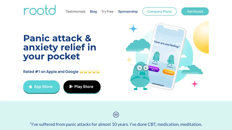 Screenshot of Rootd homepage, captured 2026-10-19