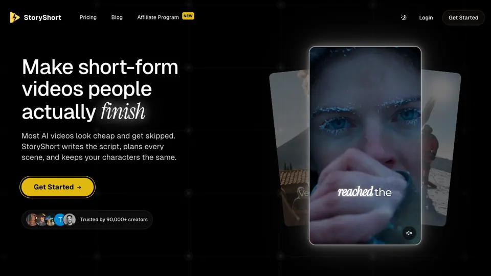 Screenshot of StoryShort homepage, captured 2026-10-19