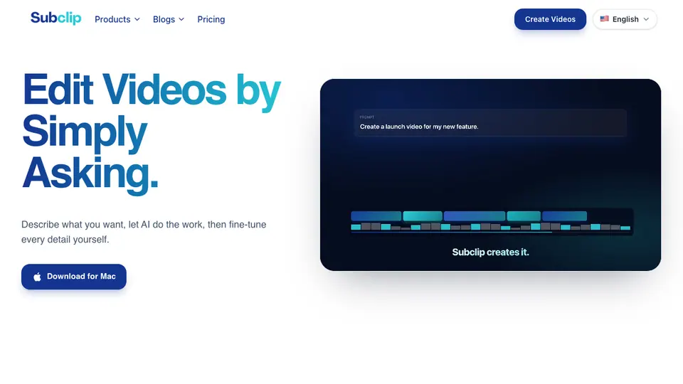 Screenshot of SubClip homepage, captured 2026-10-19
