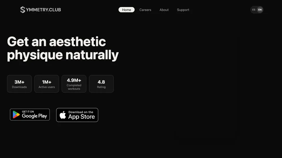 Screenshot of Symmetry homepage, captured 2026-10-19