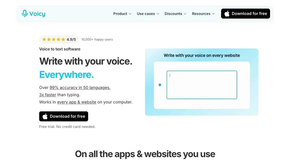 Screenshot of Voicy homepage, captured 2026-10-19