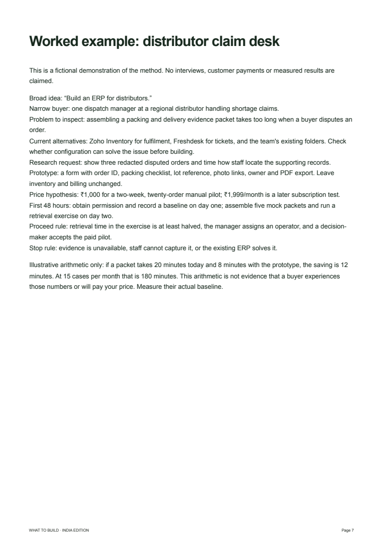 Actual sample page showing a fictional validation example